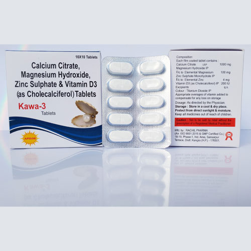 Calcium Citrate 1000 IU + Vit D3 200 iu +Zinz 4mg+ Magnesium 100 mg Tablets