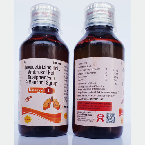 Levocetirizine 2.5 mg+ Ambroxol 15 mg+ Guaiphenesin 50 mg+ Menthol 1 mg Suspension